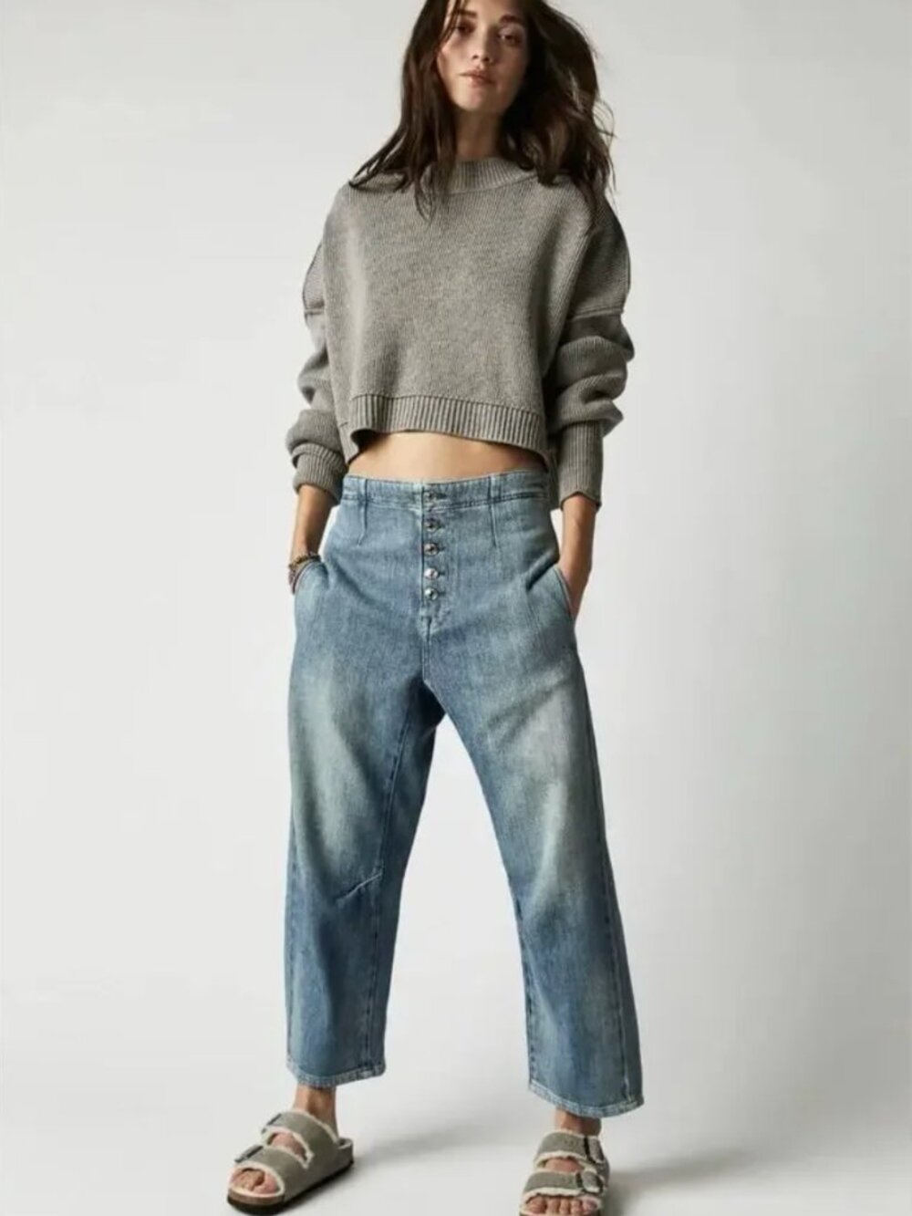 Womens We The Free Osaka Mid Rise Barrel Jeans pristine Condition size 27